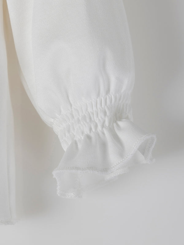 OFF-WHITE LACE RUFFLE BLOUSE