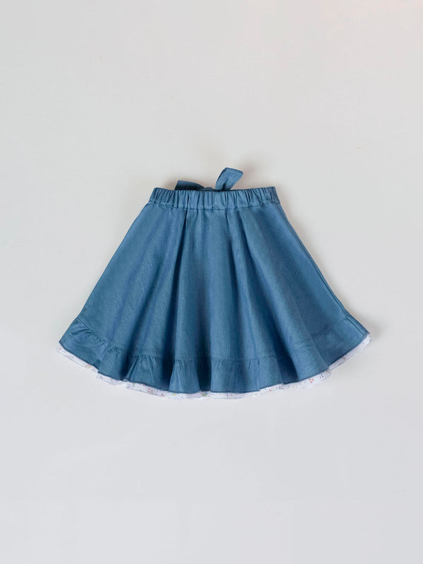 FALDA DENIM FORRO LIBÉLULA ÍNDIGO