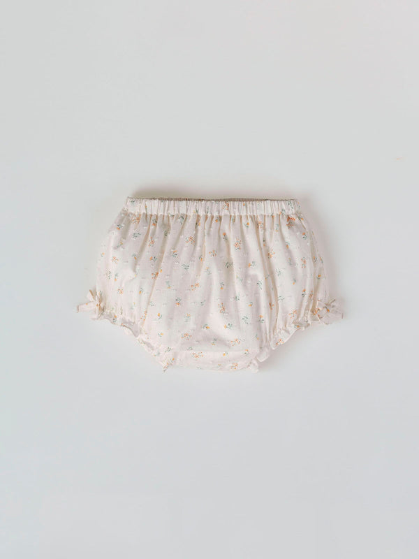 RANITA DE PLUMETTI ESTAMPADO Y LAZOS BLANCO ROTO