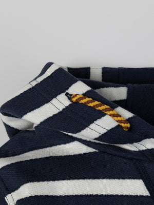 NAVY BLUE FISH PRINT NAVY STRIPED HOODIE