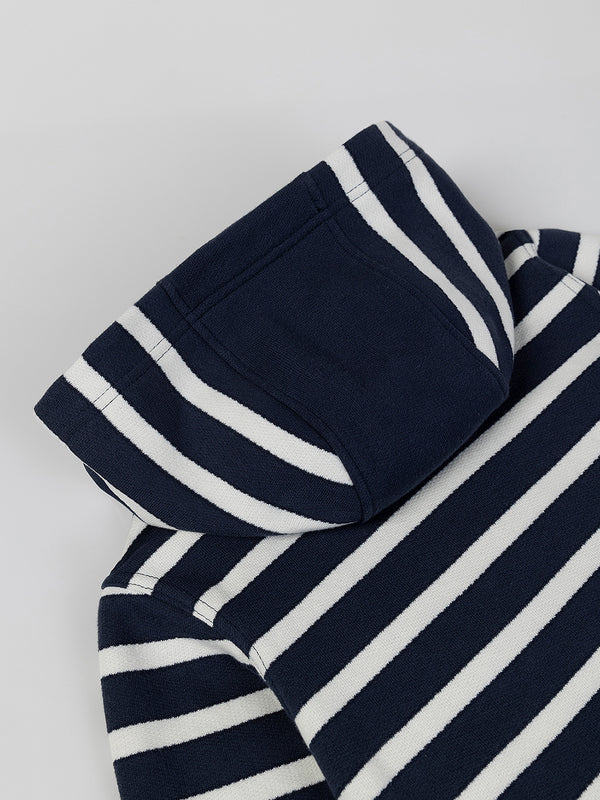 NAVY BLUE FISH PRINT NAVY STRIPED HOODIE