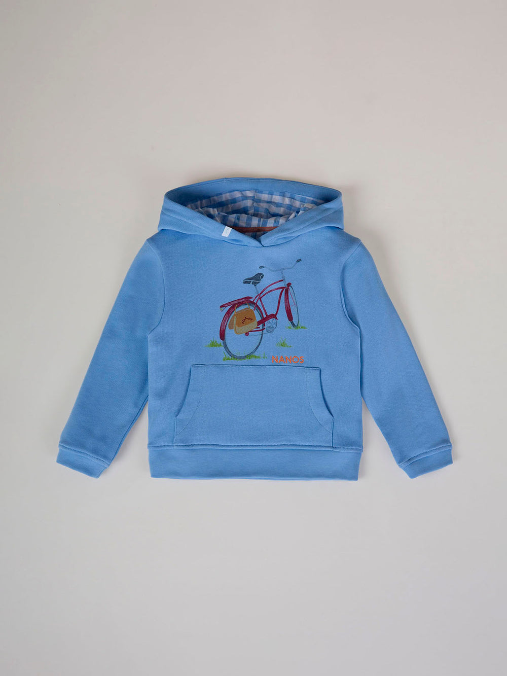 SUDADERA CAPUCHA VICHY BICI VINTAGE AZUL
