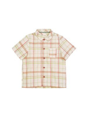 CAMISA LINO ALGODÓN CUADROS VERDE CLARO