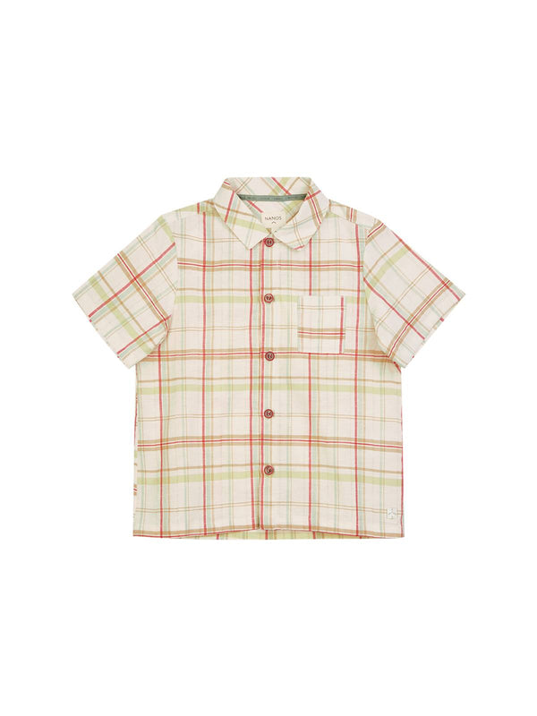 CAMISA LINO ALGODÓN CUADROS VERDE CLARO