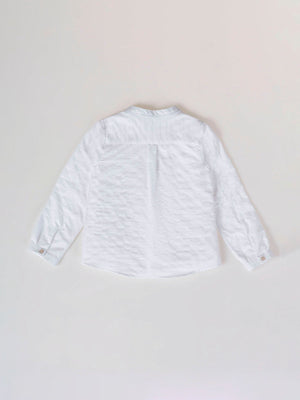CAMISA ALGODÓN TEJIDO FANTASÍA CUELLO PANADERO NATA