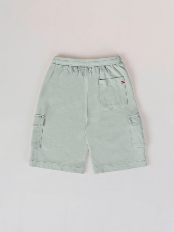 PANTALÓN CORTO DE FELPA CARGO VERDE CLARO
