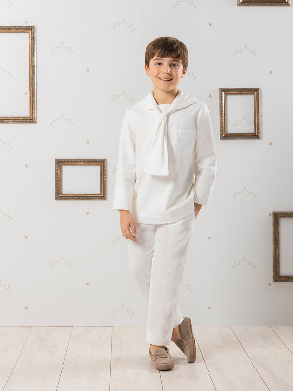 Traje de comunion marinero blanco puro
