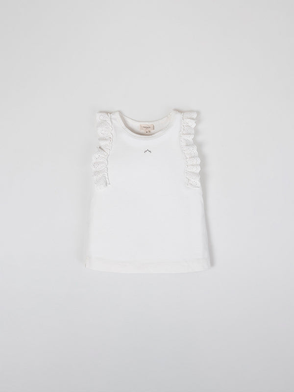 CAMISETA TIRANTES DETALLE PUNTILLAS BLANCO ROTO