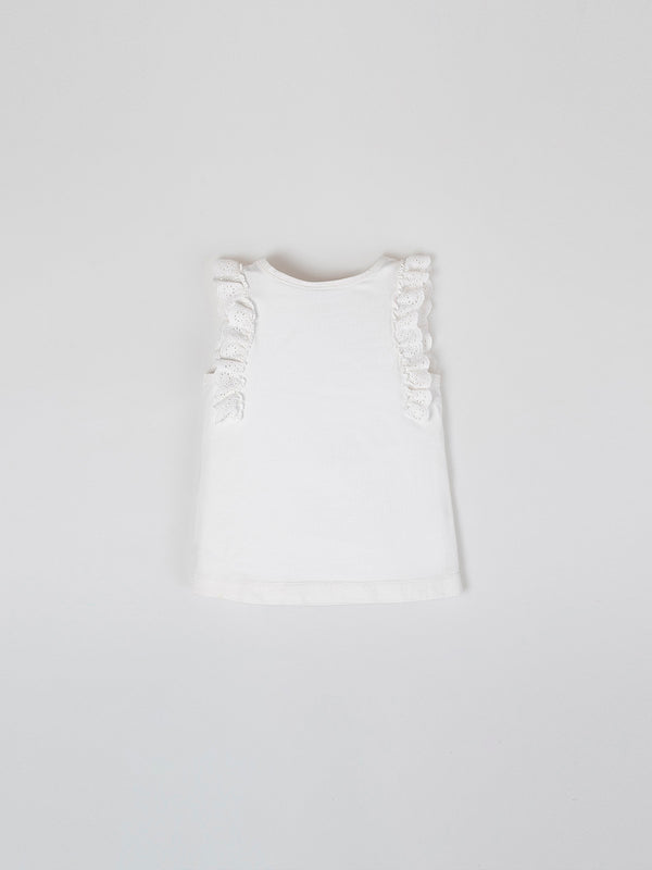 CAMISETA TIRANTES DETALLE PUNTILLAS BLANCO ROTO