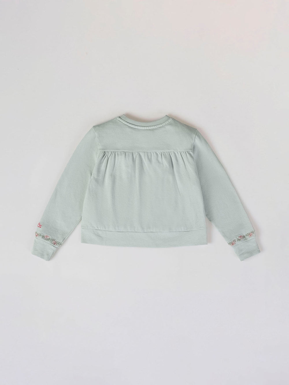 SUDADERA DE FELPA BORDADOS PUÑO VERDE CLARO