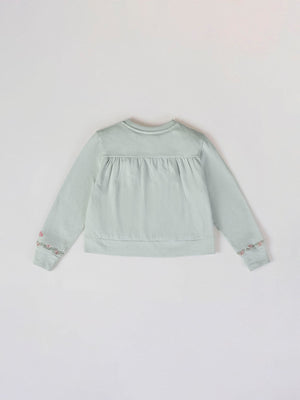 SUDADERA DE FELPA BORDADOS PUÑO VERDE CLARO