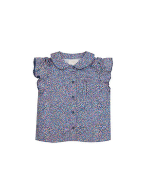 MEDIUM BLUE FLOWERS LIGHTWEIGHT POPLIN SHIRT