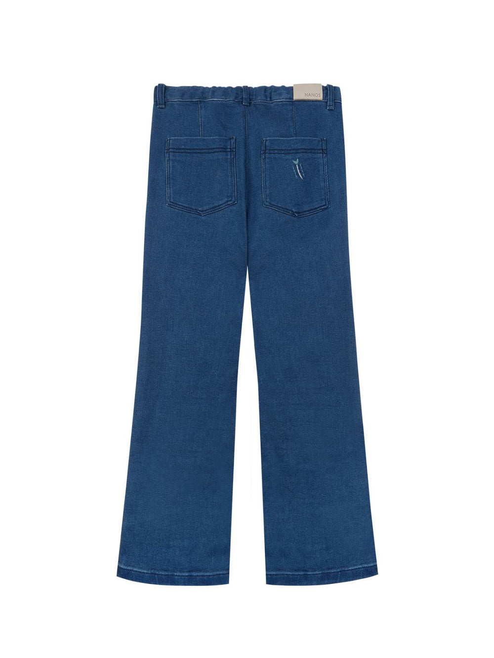 INDIGO EMBROIDERED DENIM CULOTTE PANTS