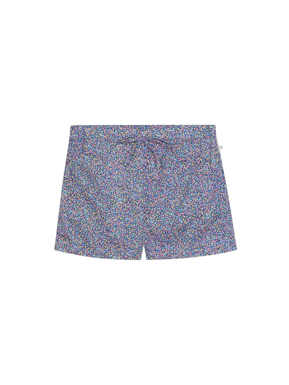 LIGHTWEIGHT POPLIN SHORTS WITH MEDIUM BLUE FLOWERS