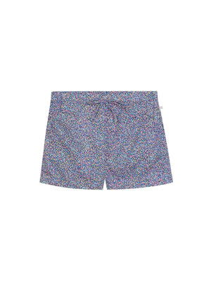 LIGHTWEIGHT POPLIN SHORTS WITH MEDIUM BLUE FLOWERS