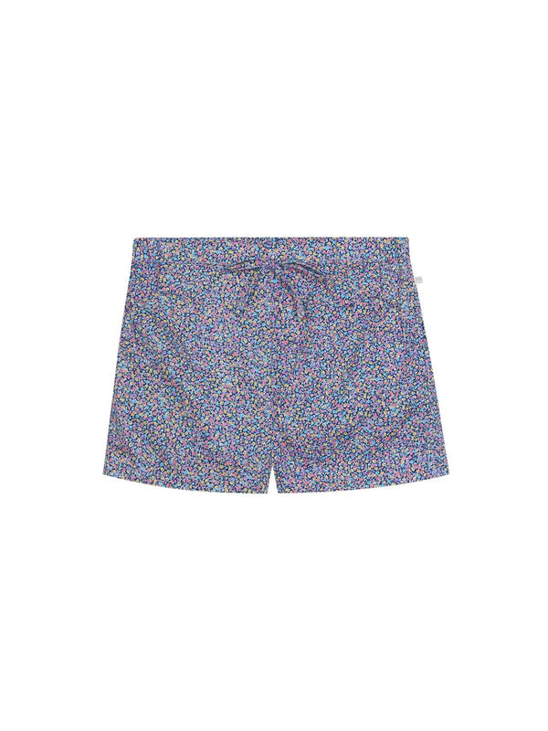 LIGHTWEIGHT POPLIN SHORTS WITH MEDIUM BLUE FLOWERS
