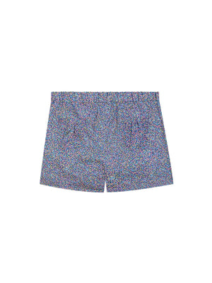LIGHTWEIGHT POPLIN SHORTS WITH MEDIUM BLUE FLOWERS