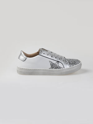CASUAL SNEAKER WITH PURE WHITE GLITTER STAR DETAIL