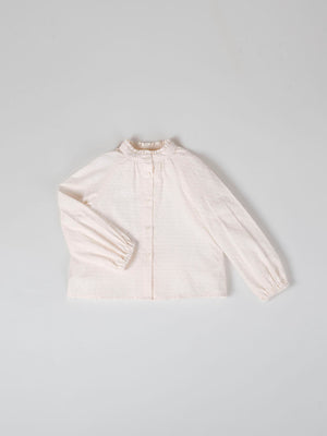 BLUSA CUELLO MAO CON VOLANTE BLANCO PURO
