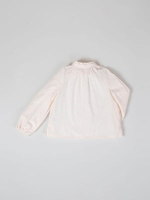 BLUSA CUELLO MAO CON VOLANTE BLANCO PURO