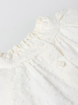 BLUSA CUELLO MAO CON VOLANTE BLANCO PURO