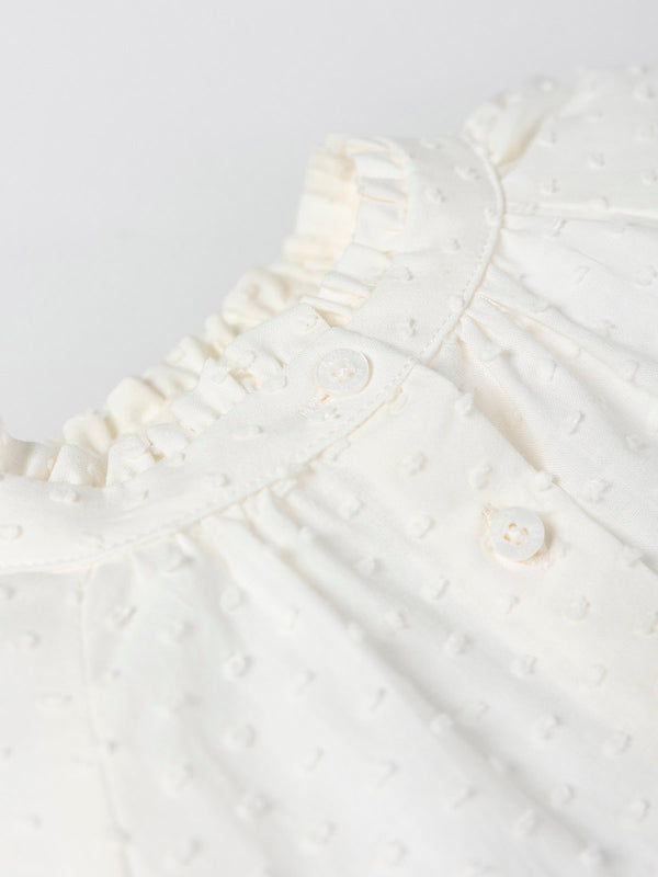 BLUSA CUELLO MAO CON VOLANTE BLANCO PURO