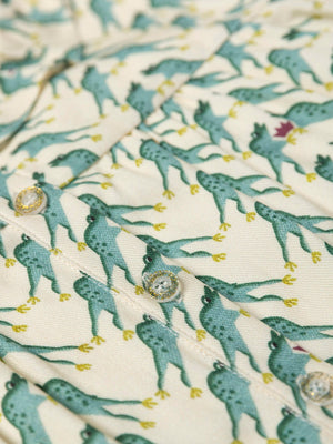BLUSA VOLANTE CUELLO ESTAMPADO FROG CREMA