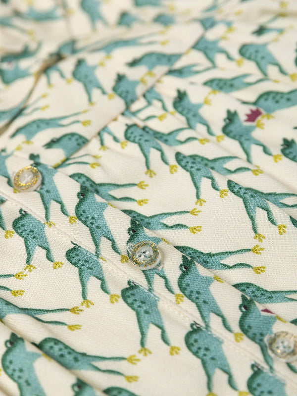BLUSA VOLANTE CUELLO ESTAMPADO FROG CREMA