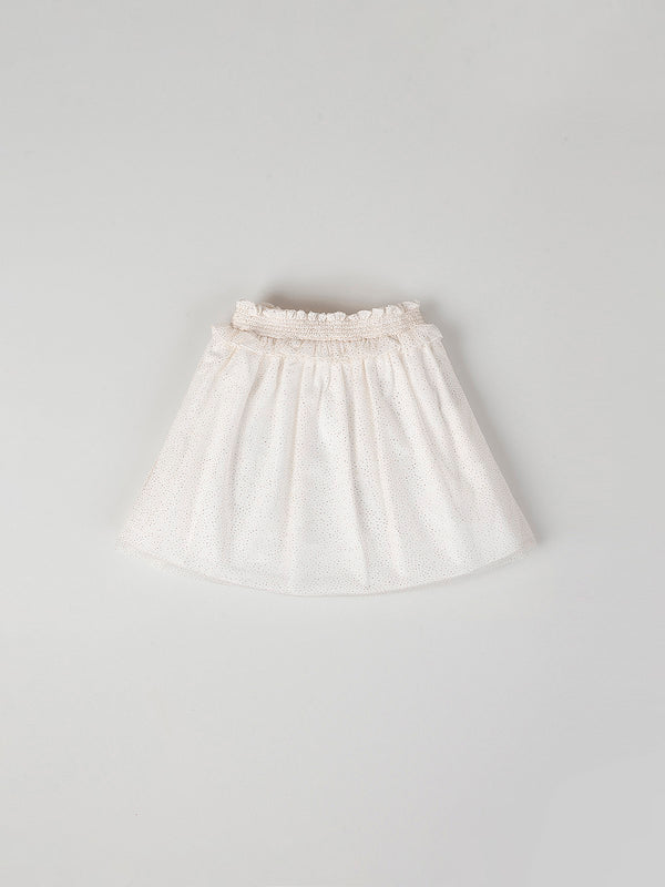 FALDA CEREMONIA TUL CON BRILLO BLANCO ROTO