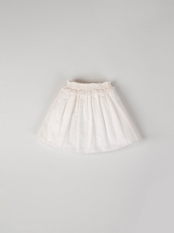 FALDA CEREMONIA TUL CON BRILLO BLANCO ROTO