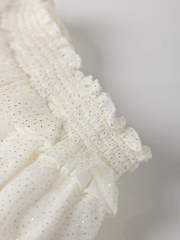 FALDA CEREMONIA TUL CON BRILLO BLANCO ROTO