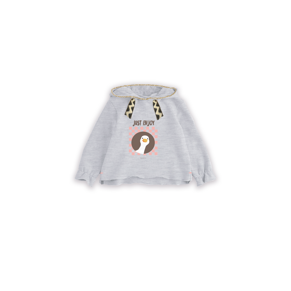 SUDADERA CAPUCHA ESTAMPADO JUST ENJOY GRIS VIGORÉ