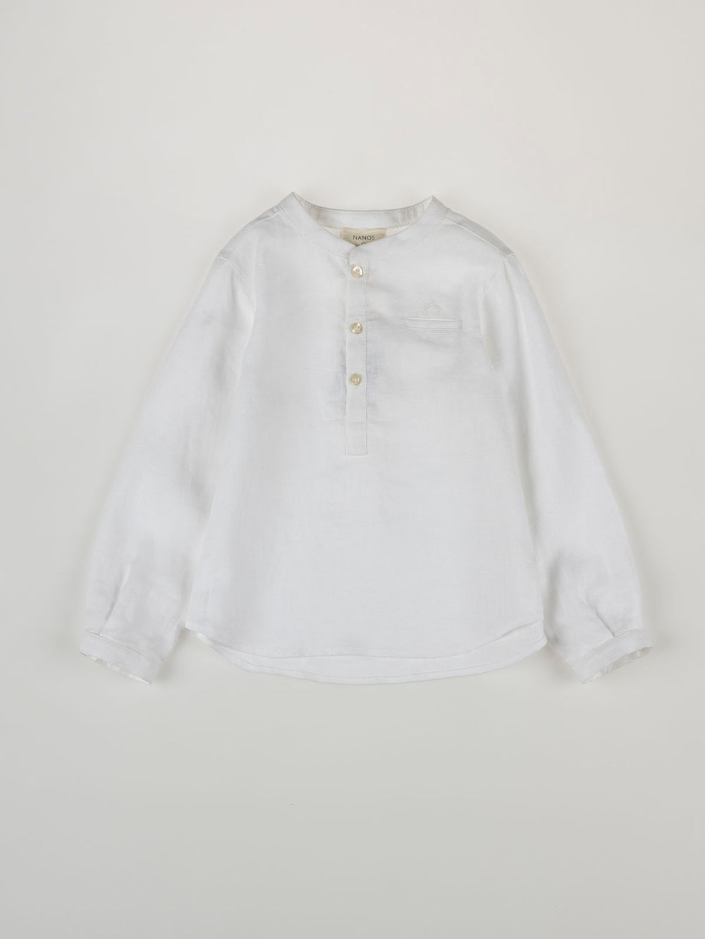 CAMISA POLERA DE LINO CUELLO MAO BLANCO PURO