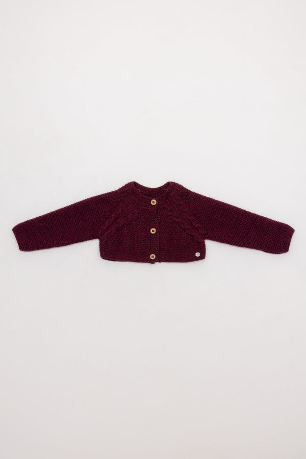 CHAQUETA DE PUNTO ESPALDA OCHOS Y LINKS GRANATE