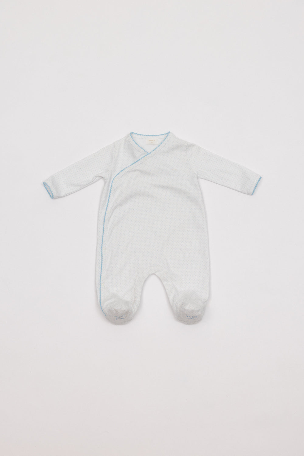 PIJAMA CRUZADO TOPOS AZUL