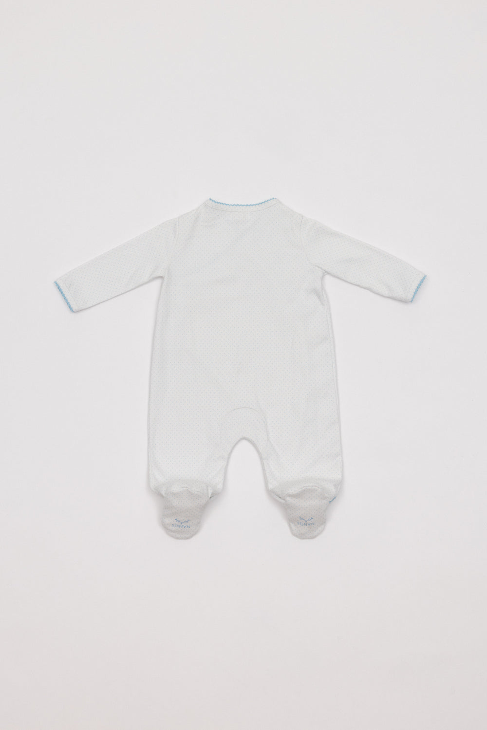 PIJAMA CRUZADO TOPOS AZUL