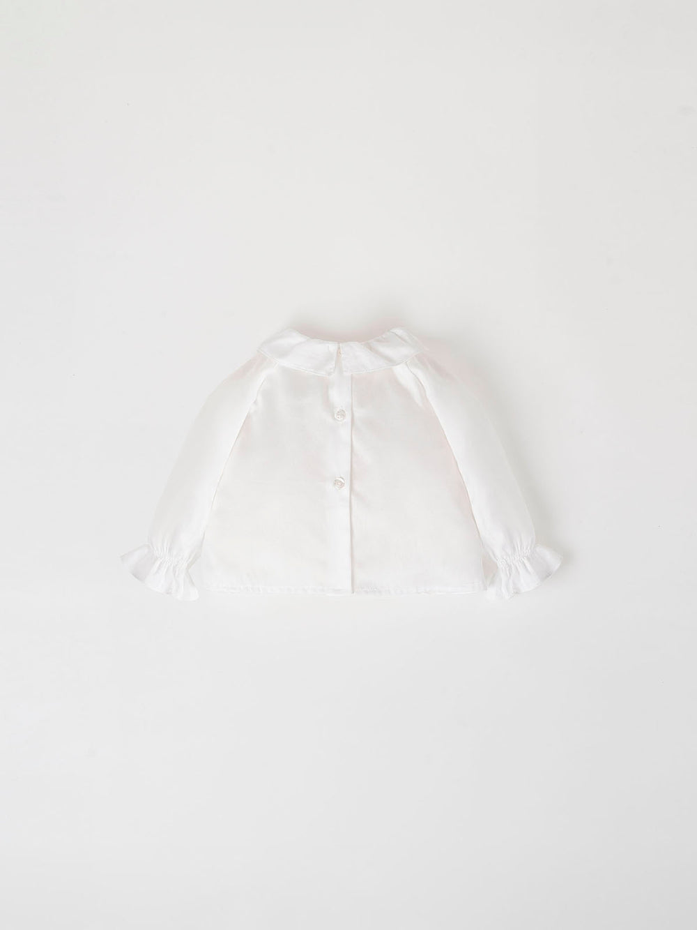 PURE WHITE COLLAR GATHERED SLEEVES BLOUSE