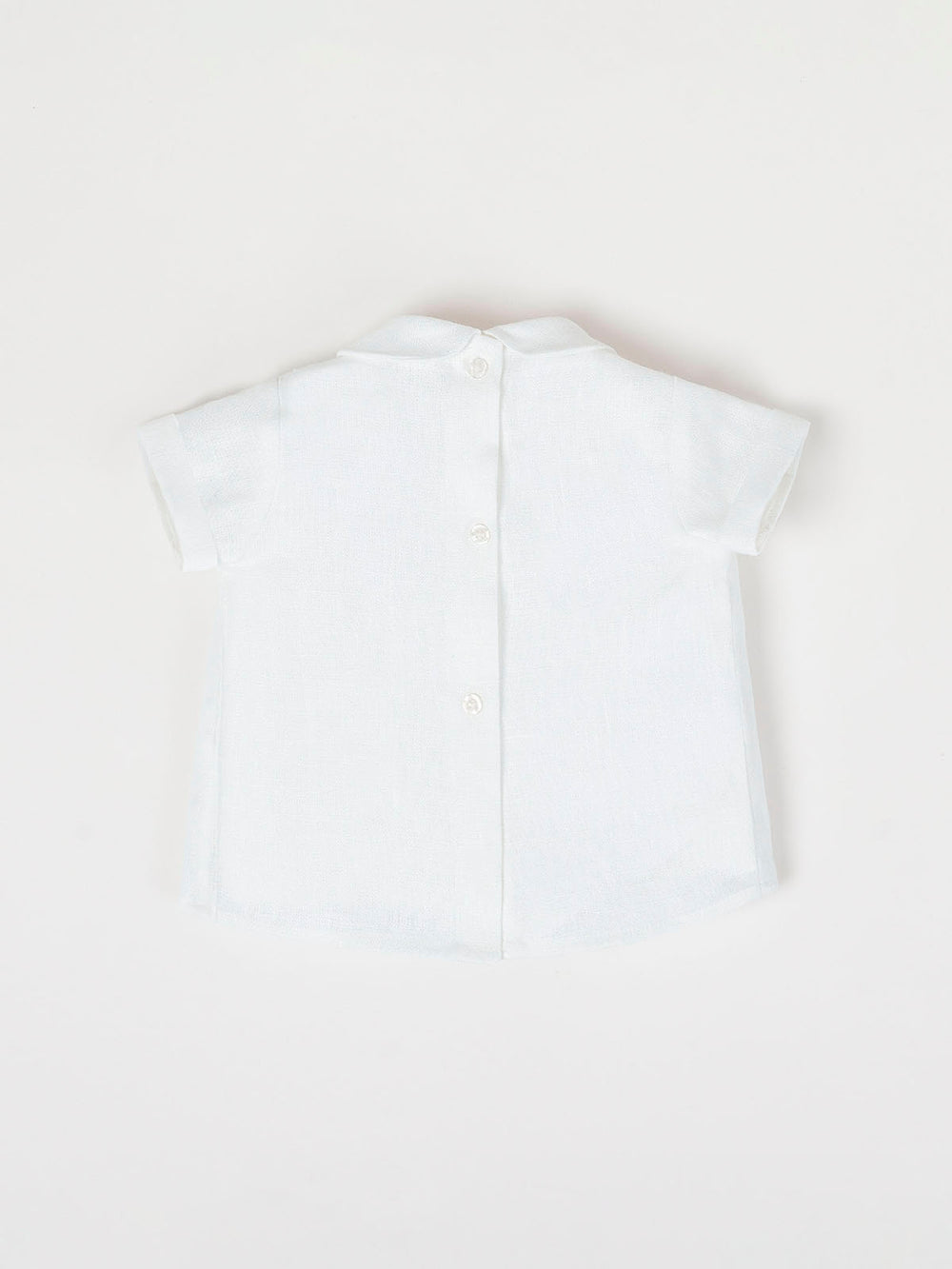 CAMISA LINO DETALLE FRUNCE BLANCO PURO