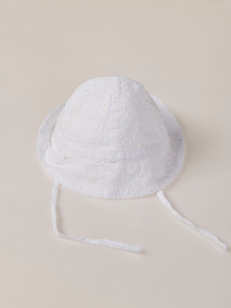 Gorrito De Bebé Tipo 'Poke' De Algodón – Blanco, Tejido Waffle, Verano