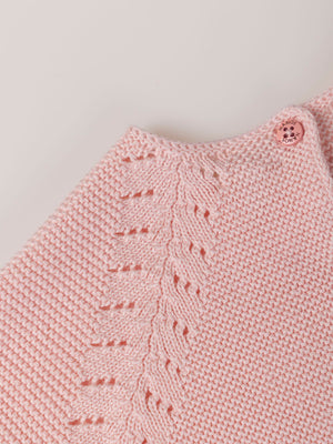 CHAQUETA DE PUNTO ROSA BEBÉ