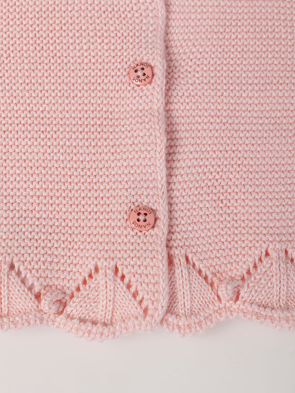 CHAQUETA DE PUNTO ROSA BEBÉ