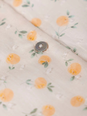 MINI CON BRAGUITA DE PLUMETTI ESTAMPADO MELOCOTONES BLANCO ROTO
