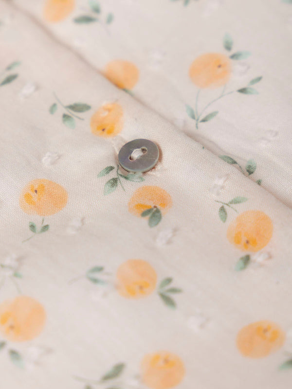 MINI CON BRAGUITA DE PLUMETTI ESTAMPADO MELOCOTONES BLANCO ROTO