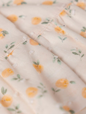 MINI CON BRAGUITA DE PLUMETTI ESTAMPADO MELOCOTONES BLANCO ROTO