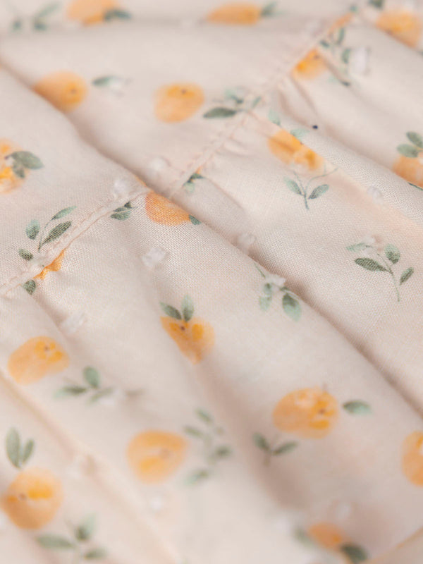 MINI CON BRAGUITA DE PLUMETTI ESTAMPADO MELOCOTONES BLANCO ROTO