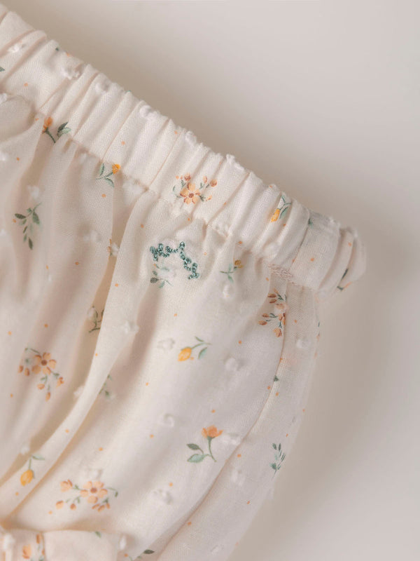 MINI CON BRAGUITA DE PLUMETTI ESTAMPADO MELOCOTONES BLANCO ROTO