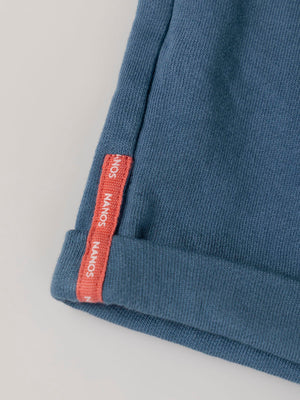 PANTALÓN CORTO DE FELPA CINTAS AZUL MEDIO
