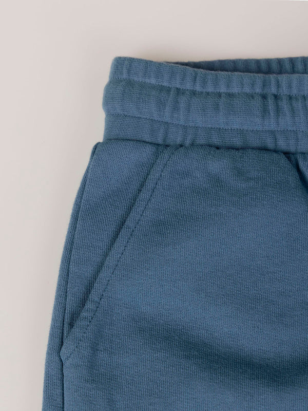 PANTALÓN CORTO DE FELPA CINTAS AZUL MEDIO
