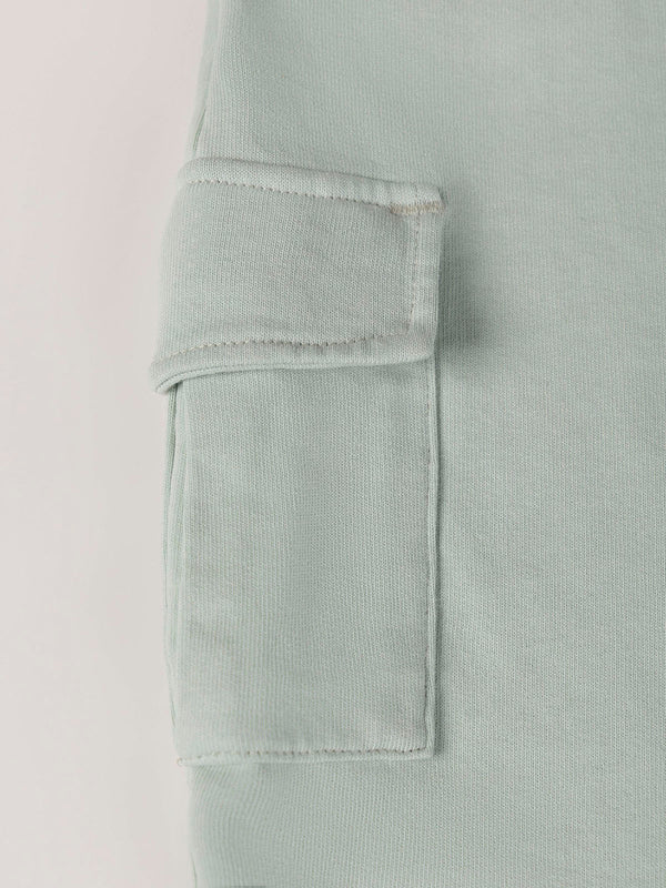 PANTALÓN CORTO DE FELPA CARGO VERDE CLARO