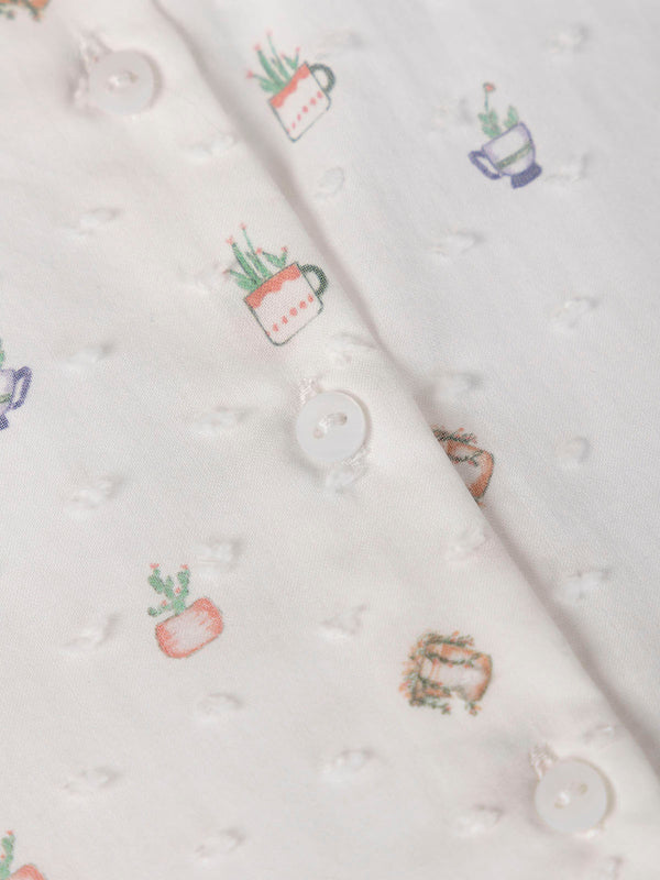 MINI CON BRAGUITA PLUMETI ESTAMPADO MACETA NATA